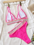 2026 New Bikini Sexy Rose Red Patchwork High Waist Swimwear Swimsuit Women Bikinis Set Bathing Suit Beach Bikini Female Push Up