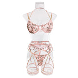 Laced Bra Lingerie Sexy Floral Embroidery Underwear Transparent Fairy Set Woman 2-Piece Boho Bra + Panty Underwear Set Intimates