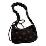X90D Trendy Strawberry Shoulder Bag Ruched Crossbody Bags For Fashion Enthusiasts
