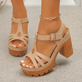 Ankle Buckle Thick High Heels Sandals Women Summer Plus Size Platform Rome Sandals Woman 2026 Super High Heeled Sandalias Mujer