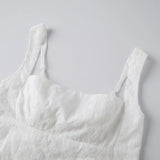 2026 Summer Women's Floral Eyelet White Cami Dress Sleeveless Square Neck A-line Dress Beach Bohemian Retro Sundress