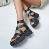 2026 Summer Platform Rome Sandals Women Plus Size 43 Back Zipper Thick Sole Sandalias Mujer Comfort Non Slip Beach Sandles Woman