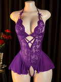 Transparent RedWomen Open Bodysuit Crotchless Sexy Temptation Adult Erotic Lingerie Teddy Body Suit Pajamas V-neck Hot Underwear