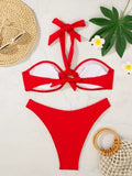 Ring Link Bikini 2026 Women Halter Swimsuit Solid Sexy Beadeau Swimwear Female Bathers Bathing Swimming Swim Suit Beachwear