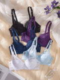 5PCS Fashionable Sexy lingerie set Floral Lace cup surface Design Thin sexy bras Comfortable Unpadded Women's underwear set