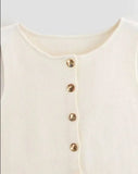 Women's Sleeveless Knit Top With Metal Buttons White Sleeveless Button Down Vest And Maxi Skirt Two Piece Set For Women S7XY