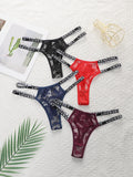 4 pieces of multi colored mother belt hollow out sexy lace low waisted thong hip lifting party underwear C856