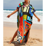 2026 New Colorful Kaftan Tunic Beach Dress Beach Wear Beachwear Beach Cover Up Cover-upsLoose Maxi Dress Female Women V4428
