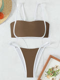 Splicing Mini Micro Thong Bikini Female Swimsuit Women Bandeau Swimwear Two-pieces Bikini Set Brazilian Bather Bathing Suit Swim