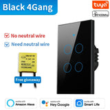 TNCE Tuya US Switch wifi zigbee, 1/2/3/4 gang, No-Neutral/Wire LED light control Wall Button, smart voice with Alexa Google Home