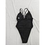 S - XXL 5 Colors V Neck Mesh Sheer Women Swimwear One Piece Swimsuit Female High Leg Cut Monokini Bather Bathing Suit Swim V6168