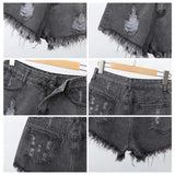 Summer Stretchy Hot Short Pants Women's High Waisted Cut Off Denim Shorts Ripped Distressed Frayed Hem Jeans Shorts