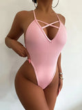 Sexy Criss Cross Backless Female Swimwear One Piece Swimsuit Women Extreme String Thong Monokini High Cut Bathing Suit Swim Lady