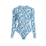 2024 One Piece Surfing Swimsuit Rashguards Women Sexy Swimming Suit Sport Floral Long Sleeves Swimwear Monokini Bathing Suit