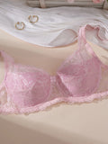 2Pcs/Set Lace Bra for Women Sexy Underwire Push-Up Bra Breathable Mesh Thin Soft Lingerie Adjustable No Lining Women's Bra