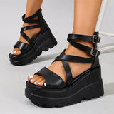 Super High Heel Women Sandals  Inner Height Increase Wedge Sandals for Women Peep-toe Platform High Heeled Sandals Sandalias