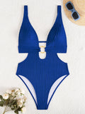 Deep V Neck Cut Out Women Swimwear One Piece Swimsuit Female High Leg Cut Monokini Bather Backless Bathing Suit Swim Beachwear