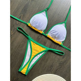 G-string Thong Brazilian Bikini Women Swimwear Female Swimsuit Two-pieces Bikini set Bather Brasil Flag Bathing Suit V6092