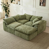 Yeflixvrau Modern Cloud L-Shaped Chenille Sectional Sofa With Ottoman