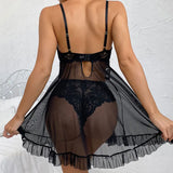 New Purple Hot Sale Nightgown Women's Nightwear Lingerie With Thong Set Of Thin Halter Night Dress Sleep Shirt For Sexy Female