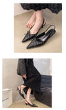 Pointed Toe Slingbacks Sandals Women Elegant Kitten Heel Dress Shoes Shallow Comfy Bowknot Office High Heels Ladies 2026