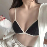 Lace Women's Bra Sexy Lingerie Without Steel Ring French Underwear Triangular Cup Push Up Bra Comfort V Neck Bralette