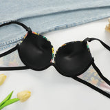 Women's Sexy Embroidered Flower Underwear Set with Steel Hoop Gather Push Up Comfortable Close fitting Bra Set J0124