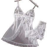 Women Sexy V-neck Lace Trimmed Mesh Splicing Strap Transparent Mini Dress Pure Desire Deep V Sleeveless Charming Nightclub TQO2
