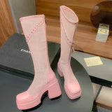 2025 Summer Fashion Breathable Mesh Boots for Women Party Platform Zipper Mid-Calf Boots Woman Solid Buckle Strap Shoes Ladies