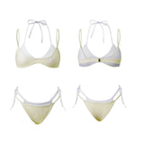 Women's Dot Print 2 Piece Bikini Sets Double Layered Halter Bra Side Tie-up Low Waist Shorts 2026 Summer Beach Pool Swimsuit