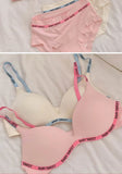 Wireless Non Padded Bra Set for Small Bust Seamless Comfort Bralette & Briefs Pure Elegant Ladies Intimates Teen Girls Underwear