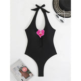 3D Flowers Extreme String Mini Micro Thong Women Swimwear One Piece Swimsuit Female Halter Padded Bather Bathing Suit Swim K7193