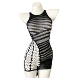 Women Sheer Mesh Long Sleeve Beach Cover Up, Sexy See-Through Fishnet Dress, Solid Bodycon  For Summer Beach Party