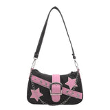 Fashion Women's Handbags Denim Stars Pattern Cool Girls Underarm Bag Female Small Shoulder Hobo Bags Chain Tote Bag
