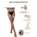 Luxury Lace Pantyhose Garter Belt Tights Cross Lace Waistband High Elastic Sexy Stockings Women Fashion Hosiery Plus Size XS-5XL
