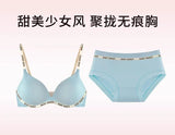 Wireless Non Padded Bra Set for Small Bust Seamless Comfort Bralette & Briefs Pure Elegant Ladies Intimates Teen Girls Underwear