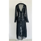 Women's V Neck Ruffled Long Sleeve Dress Chiffon Tunic Beach Cover Up Cover-ups Beach Dress Sunscreen Beachwear Vacation V5976B