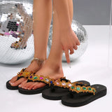 Luxury Colorful Rhinestone Flip Flops Women Fashion Weightlight Flat Slippers Woman Outdoor Non Slip Clip Toe Slides Female