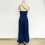 Foridol Waist Folds Backless Double Strap Casual Wide Leg Jumpsuit Long Pants Green 2025 New Female Loose  Jumpsuit