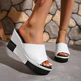 Women Wedges Slippers Summer High Heel Shoes Thick Sole Plus Size 42 Slip-on Style Female Street Fashion Sandals Outdoor Slides