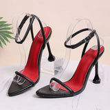 Sexy Black Pointed Toe High Heel Sandals Women 2026 Summer Ankle Buckle Stiletto Heels Shoes Woman Plus Size Gladiator Sandalias