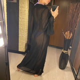 Women's V Neck Ruffled Long Sleeve Dress Chiffon Tunic Beach Cover Up Cover-ups Beach Dress Sunscreen Beachwear Vacation V5976B