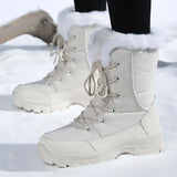 Winter Snow Boots  Women Waterproof Non-Slip Warm Northeast-Style Large Cotton Shoes, Ski , Fleece-Lined,  High-Top Cotton Boots