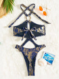 2026 New Sexy Hollow Out Women's Swimsuit Halter Lace-up Bodysuit Cross Bandage Backless Swimwear Push Up Bathing Suit Beachwear
