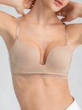 Sexy French lingerie for women without steel rings Push-up bra with a U-back design for enhanced support and an open-back