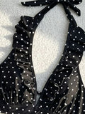 S - XL Polka Dot V Neck High Waist Bikini Female Swimsuit Women Swimwear Bather Bathing Suit Swim Two-pieces Bikini set K8111