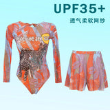 2026 Swimwear Women Long Sleeved Sun Protection One Piece Swimsuit Female's Sports Bathers Swimming Bodysuit Beach With Cover Up