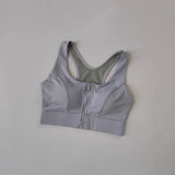 Large Size Women's Sports Fitness Bra Shock-Absorbing Gathered Front Zipper Design No Buckle Needed for Comfortable Fit