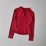 Women's Slim Fit Long Sleeved Yoga Exercise Top Elastic Half Zipper Fitness Suit for Active Wear