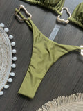 New Sexy Bikini Solid Color Lace-up Split Two-piece Swimsuit for Women